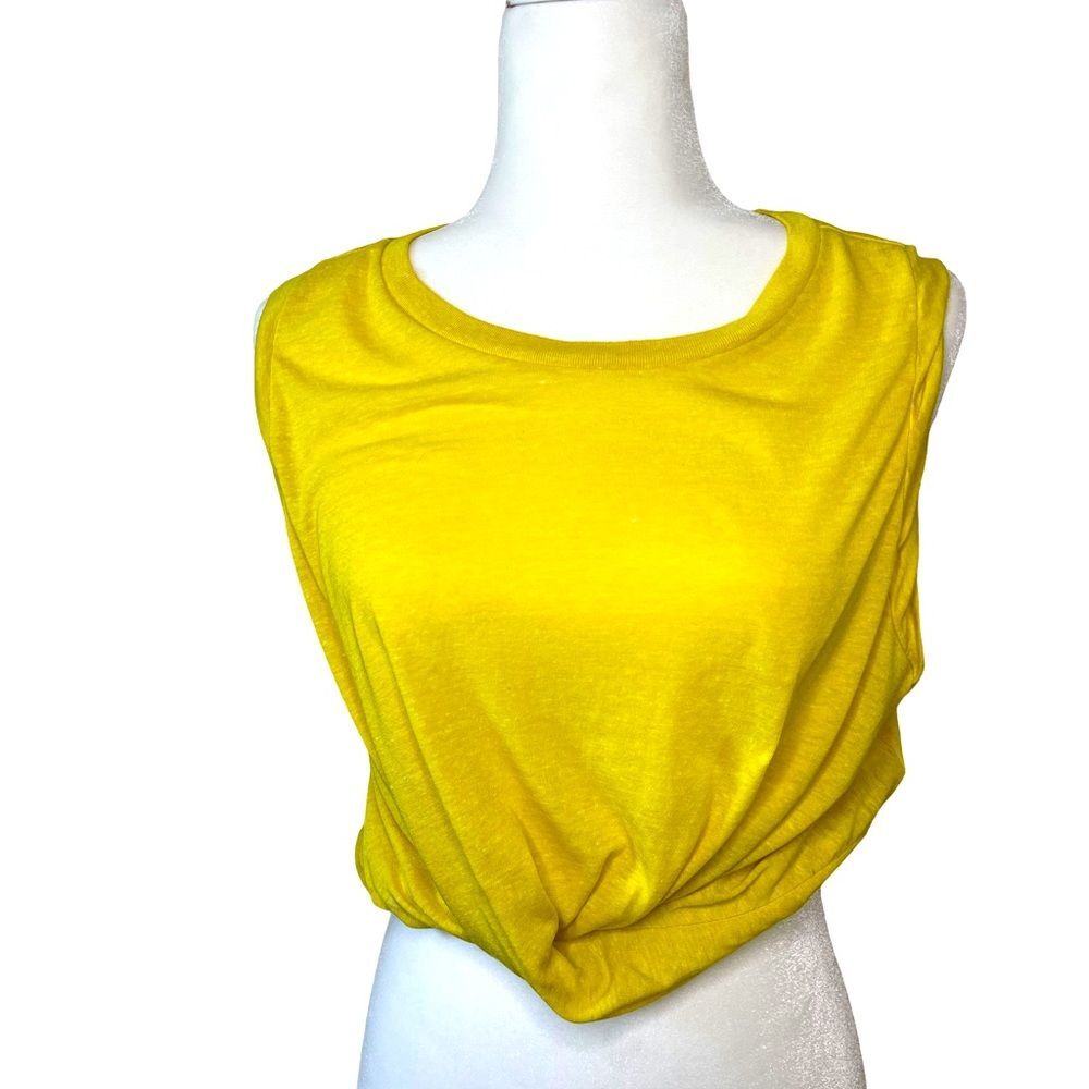 FREE PEOPLE MOVEMENT WOMEN'S TWIST FRONT BOXY TANK TOP YELLOW SIZE LARGE